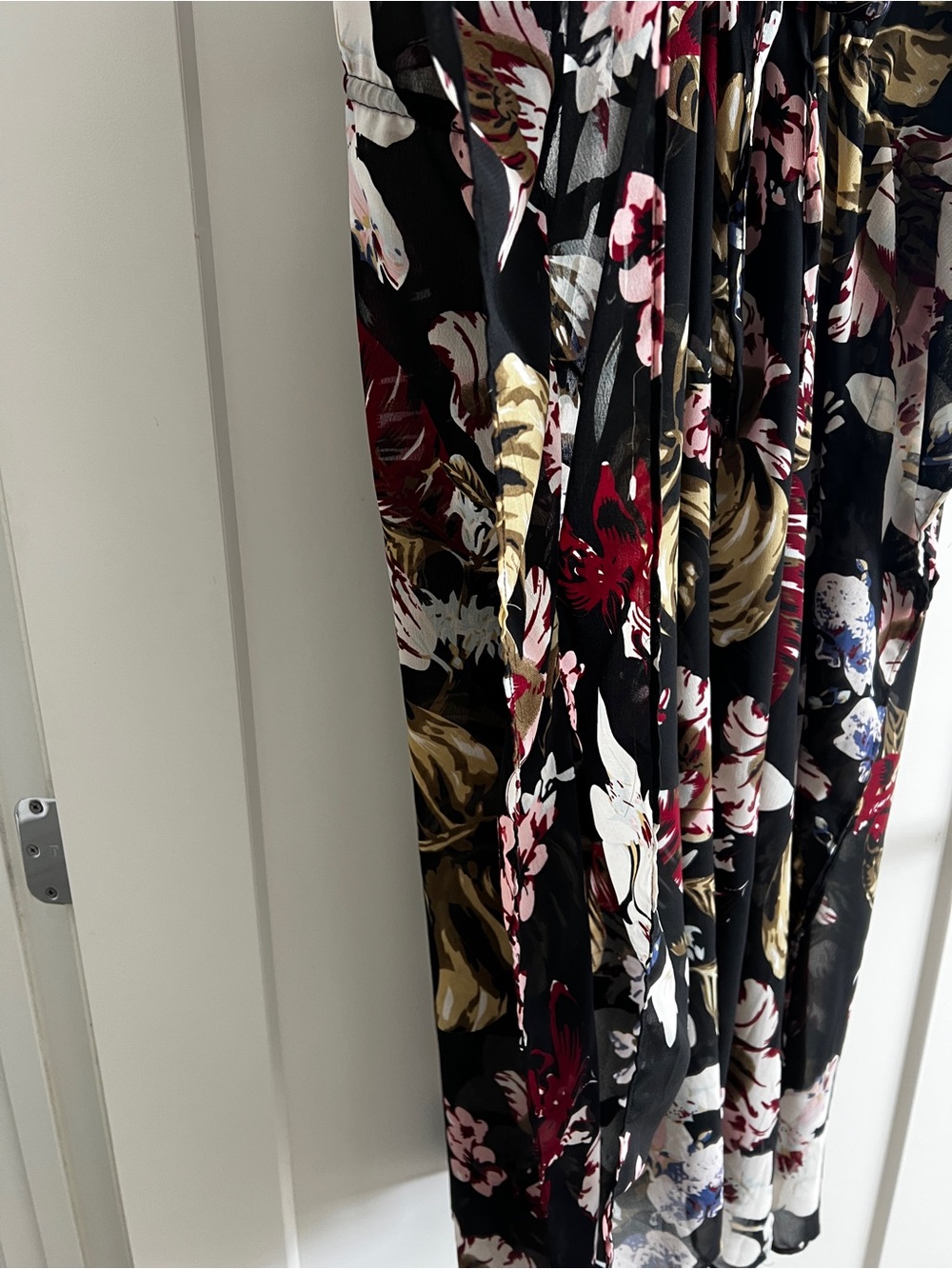 Walter Baker Tulum Floral Caftan Kimono Cover Up OS Black Tropical Resort Duster - Picture 9 of 13